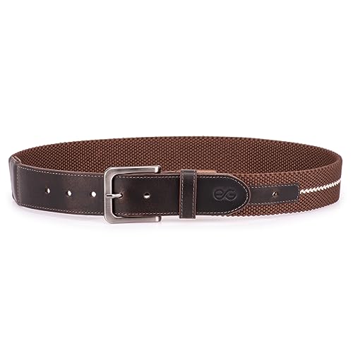 Cinto Masculino C/regulagem Couro Legítimo Elástico Casual (EG, Marrom Escuro)