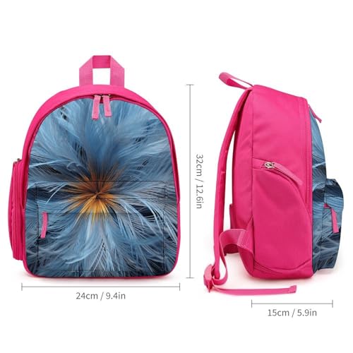 Big Blue Flower Backpack Small Book Bag with Side Pocket, Lightweight Durable Backpack, Travel Rucksack, Pink-style2