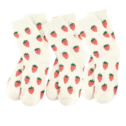 Image of Women's Cute Crew Socks, Casual Athletic Cotton Bowknot Cherry Calf Novelty Socks for Women