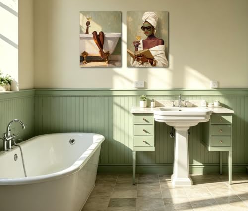 Image of Frimeeme Black Women Bathroom Wall Art,12x16 Inches, Unframed
