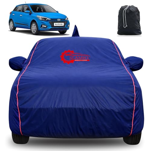 Image of 100% Waterproof Car Cover for Hyundai's i20 2018-2019 | All-Weather, Dustproof & UV Protection | Heavy-Duty 3-Layer Fabric | Custom Fit with Mirror & Antenna Pocket | Navy Blue