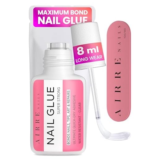 AIRRE Pegamento de Uñas Extra Fuerte con Punta Del Cepillo (8 mL) Transparente, Súper Adhesivo para Pegar Uñas Postizas, Adhesivos Acrílicos, Aplicación Precisa, inc. Preparación-Lima
