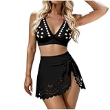 Bañador Mujer Piezas Bikini Reductor Pecho Mujer Traje de Baño para con Falda Conjunto de Bikini para Traje Baño Piezas Bikinis Red Point Bañador (Black L)