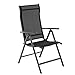 SONGMICS Gartenstuhl, Klappstuhl, Outdoor-Stuhl mit robustem Aluminiumgestell, Rückenlehne 8-stufig verstellbar, bis 150 kg belastbar, schwarz GCB02BK