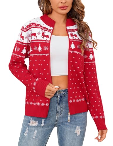 Totatuit Womens Long Sleeve Knitted Zip Up Sweater Cardigans Swea...