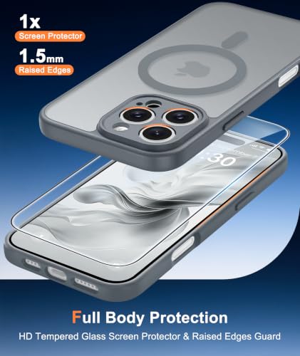 Image of FNTCASE for iPhone 16 Pro-Max Case: Translucent Gray Fit for MagSafe