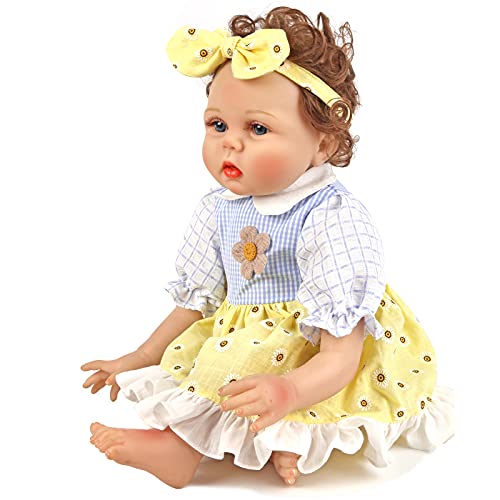 Reborn Doll Baby Clothes - 20-22 Inch Baby Doll Clothes for New Born Baby Girl Clothing Baby Sets - 22 Inch Daisy Flower Dress and Bow Headband Accessories Dolls Outfit for 20 21 22 Inch Reborn Dolls