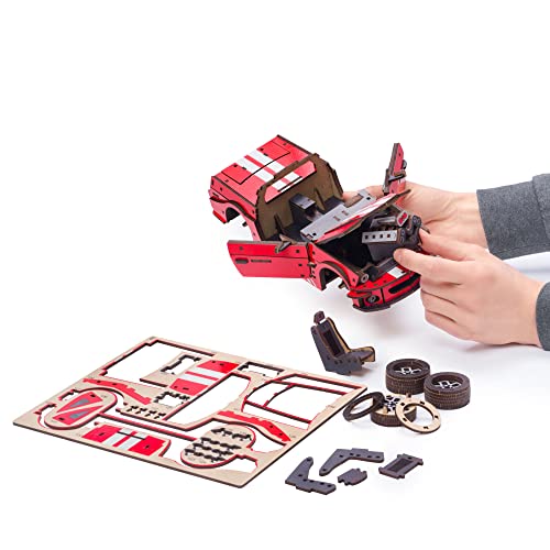 Woosaic Models Wooden 3D-Puzzle - Muscle Сar, Stallion Gt Red, 248 Pcs, 10"X8.3"X0.9", Wooden Construction Set, Best Gift For Adults And Kids #TOP7