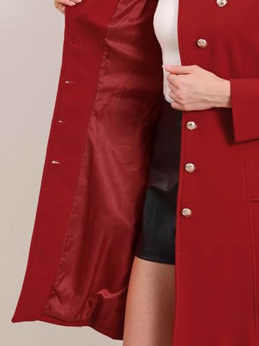 Image of Allegra K Pea Coats for Women Long Winter Stand Collar Belted Single Breasted Trench Coat 2025