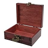 Joyero Vintage, Joyero De Madera Roja con Tapa Y Candado Retro Caja De Madera Pequeña para Manualidades Caja De Almacenamiento De Madera Elegante Mini Cofre del Tesoro