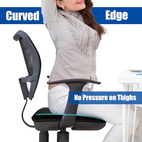 Image of HOMBYS Tufted Furry Recliner Seat Cushion for Elderly Foam Curved Edge Large Square Seat Cushion for Office Chair, Car, Floor Pillow, No Pressure on Thighs (Black)