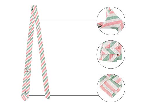 Allegra K Men's Self-Tied Stripes Linen Slim Business Skinny Ties For Formal Casual One Size Green Pink #TOP2