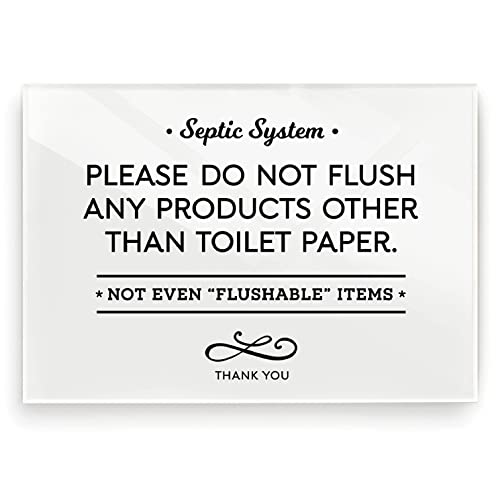 3.5×5 Inch Septic System Bathroom Sign, Do Not Flush Rules ~ Ready to Stick ~ Premium Finish, Durable