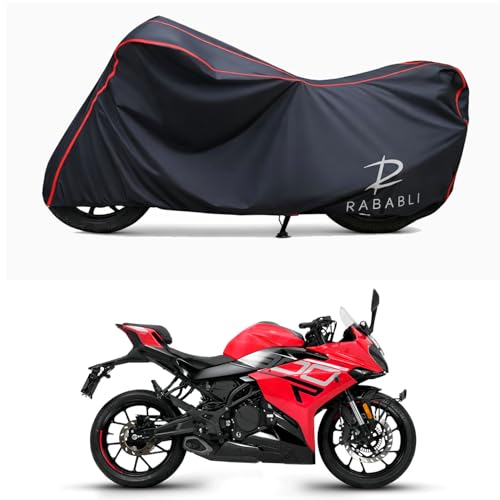 Image of Waterproof Bike Body Cover Compatible for | Keeway K300 R | Taffeta Fabric, Red Piping Design, Bottom Elastic Fit | Dustproof, Sun UV & Rain Protection for All Bikes