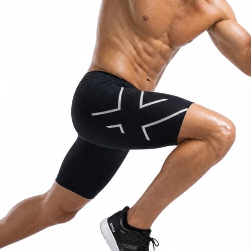 Image of 2XU Men's Core Compression Shorts, Black/Silver, M UK