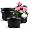 5 Pack 105 inch Plant PotsPlanter Pots for PlantsPlastic Flower Pot for Indoor Outdoor Plants with Drainage Holes Trays Decorative Garden Containers Sets for Houseplants