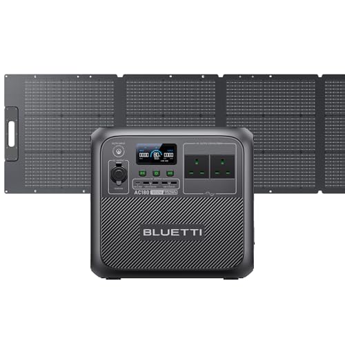 BLUETTI Solar Generator AC180 with 200W Solar Panel Included, 1152Wh Portable Power Station w/ 2 1800W(2700W Surge) AC Outlets, LiFePO4 Emergency Power for Camping, Off-grid, Power Outage