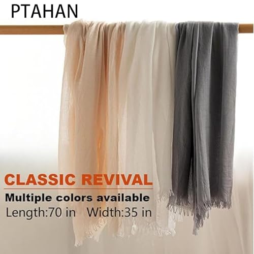 Cotton Blend Crinkle Vintage Soft Scarf with Fringed Edges,Fashion Lightweight Scarf shawl,travel scarf (Beige)2