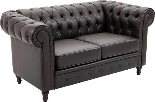 DecHome - Divano 2 Posti in Ecopelle Trapuntato, 160x84x80 cm, Nero