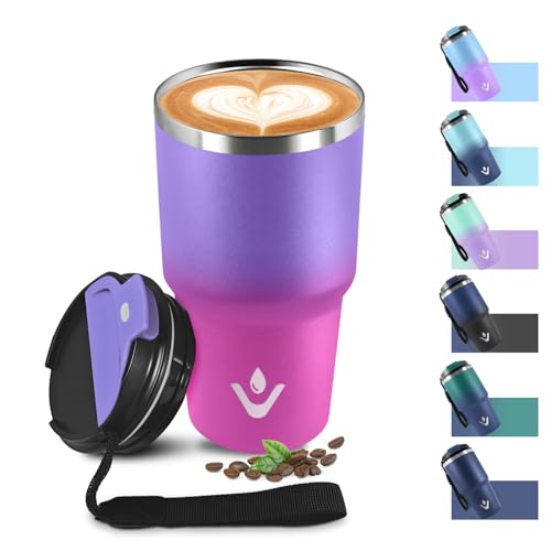 Mug Isotherme 600ml 20oz, Thermo Café Réutilisable Acier Inoxydable 304, sans BPA, Tasse à café Double Paroi, Tumbler Gobelet Isotherme pour École, Sport, Bureau, Gym, Yoga, Camping, Randonnée