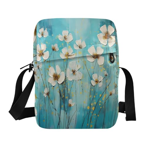 messenger bags for women Small Crossbody Bags For Women Shoulder Handbag Adjustable Strap for outdoor sports outdoor sports- Flower Blue