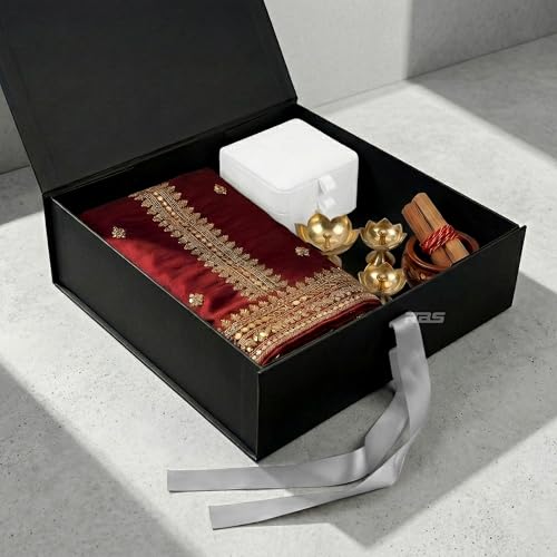 Image of RBS- LARGE Gift Box (34 x 33 x 10cm) Gift boxes for Packaging (1 Pack) Hamper Boxes for Gift Holds Upto 10 kg Gift Packing Box Gift Boxes for Gifting Hamper Box (L -Black Rainbow Floral)