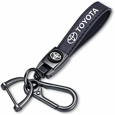 Incredikoo Genuine Leather Car Keychain,Car Key Fob Accessory Keyrings, Accessories for Women Men,Compatible with Toyota Corolla Avalon Camry Prius Avalon RAV4 Highlander black