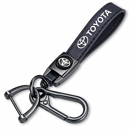 Genuine Leather Car Keychain Fit for Toyota Key Chain for Men and Women Key Ring Accessories Family Present Black