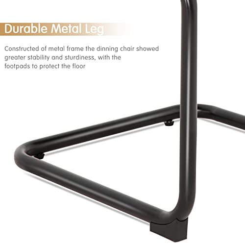 Okeysen Dining Chairs Set Of 4, Mid-Century Modern Armless Kitchen Chairs With Cane Woven Backrest & Metal Legs, Rattan Chairs For Kitchen & Dining Room(Black). #TOP4