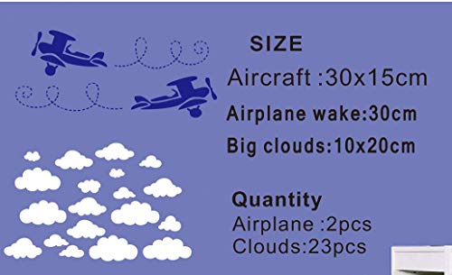 Adhesivo de pared infantil aviones y nubes azul blanco miniatura 5