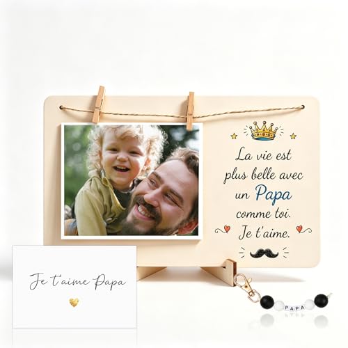 AHEZQILU Cadeau Fête des Pères - Cadre Photo Personnalisé...