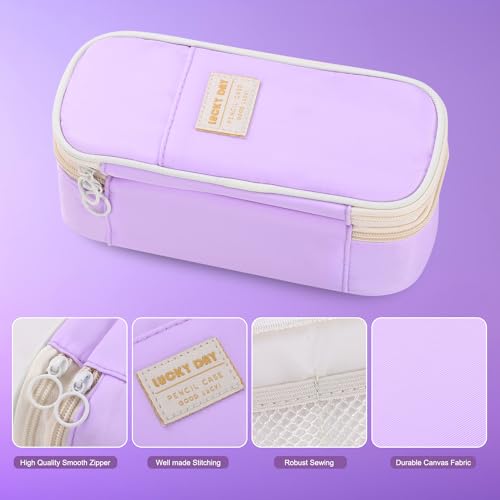 Image of Large Pencil Bag for Girls Teens Kids School Pencil Case Organizer Purple | Zipper Pencil Pouch Big Cute Stationery Aesthetic Pencil Box for School Office, Wear-resistant Fabric, Large Capacity Design
