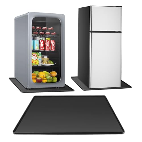 Mini Fridge Silicone Mat with Raised Edge - 24''x24''x0.6'' Under Refrigerator Mat Refrigerator Floor Protector Mat, Fridge Mat for Carpet Freezer Protect from Appliance Leaks Water Spills (Black)