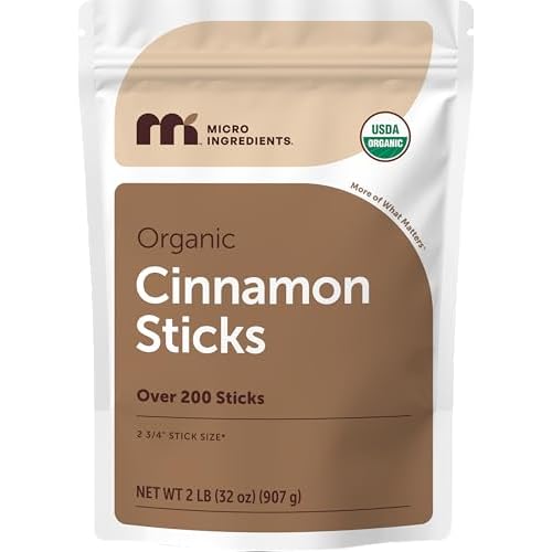 Micro Ingredients Organic Cinnamon Sticks Whole, 2lb (200+ Sticks) | Bold Aroma & Flavor | Great for Tea, Desserts & Cooking | Non-GMO, Vegan Friendly