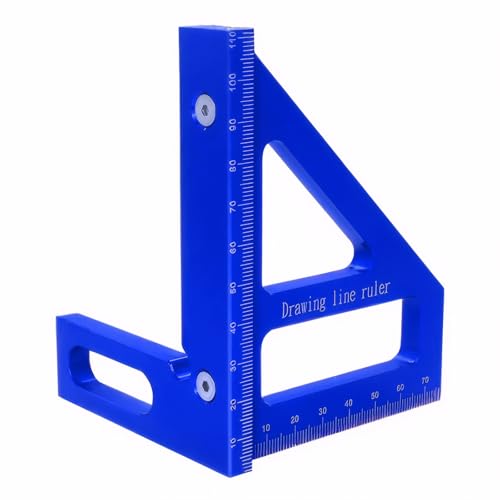 GSDOXLE 3D Multi-Angle Measuring Ruler,Miter Triangle Ruler Precision Layout Measuring Tool,45/90 Degree Aluminum Alloy Woodworking Square Protractor,Drawing Line Ruler for Woodworking (Blue)