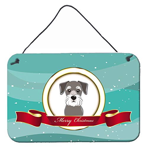 Caroline's Treasures BB1516DS812 Schnauzer Merry Christmas Wall or Door Hanging Prints Aluminum Metal Sign Kitchen Wall Bar Bathroom Plaque Home Decor, 8x12, Multicolor