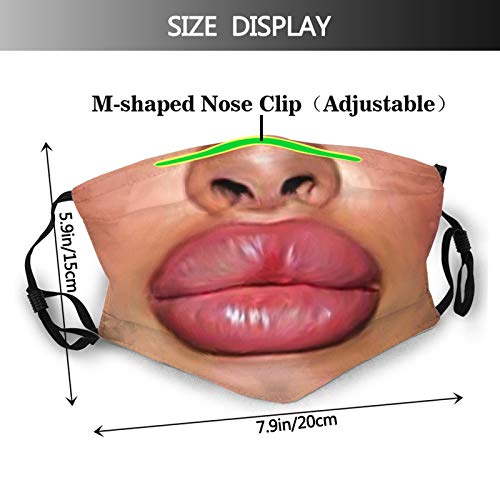 Prientomer Funny Smiling Big Lips Face Mask, Breathable|Washable-With 2 Filter For Adult|Teens-Anti Dust Mouth Balaclava Cover #TOP1