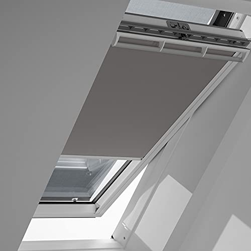 VELUX Original Verdunkelungsrollo + Hitzeschutzmarkise (DOP), Vorteils-Set, Weisse Seitenschienen, SK08, grau // DOP SK08 0705SWL