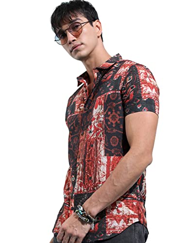 Image of KETCH Men Slim Fit Printed Half Sleeve Shirt