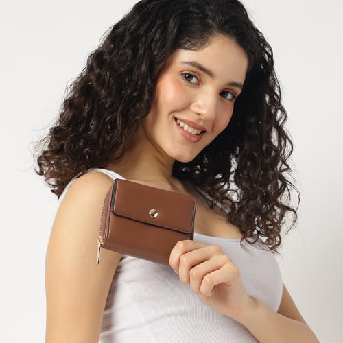 Image of Fastrack Women's Mini Organizer Wallet | Flap Closure, Tri-Fold Design, Zip Coin Pocket, Card & Cash Slots | Compact & Organized | 6 Months Warranty