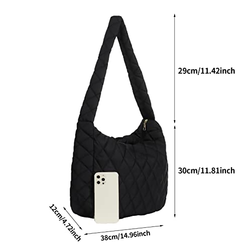 Ovida Women Large Puffy Tote Bag Quilted Down Cotton Padding Shoulder Bag Winter Warm Lightweight Handbag With Zip #TOP1