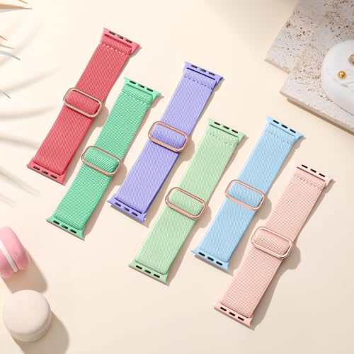 Image of Maledan 10 Pack Stretchy Solo Loop Compatible with Apple Watch Band 40mm 38mm 41mm 42mm 44mm 45mm 46mm 49mm Women Men,Soft Nylon Elastic Braided Strap for iWatch Series 11 10 9 8 7 6 5 4 3 2 1 SE Ultra