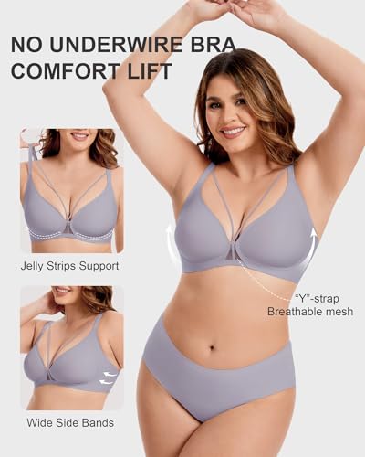 Image of Womens Comfortable Wireless T Shirt Bra No Underwire Seamless Full Coverage Bralettes Push Up Supportive Bras for Women