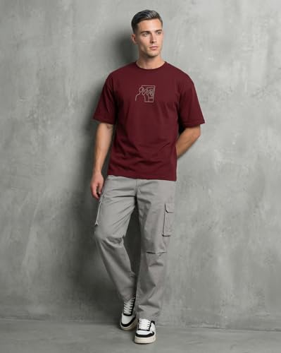 Image of Nobero Men's Oversized Graphic T-Shirt for Men | Soft Cotton | Drop Shoulder Relaxed Fit | Printed Casual Tshirt for Men