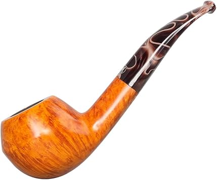 MUXIANG Briar Wood Smoking Pipe, Handcrafted Design with 9mm Filter Compatibility, Three Colors Available Yellow
