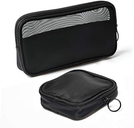 Patu Mesh Travel Toiletry Bag, Transparent Standing Pouch, Portable Shaving Washing Kits Organizer, Personal Care Trip Case, Pack of 2 Sizes (S/M), Black