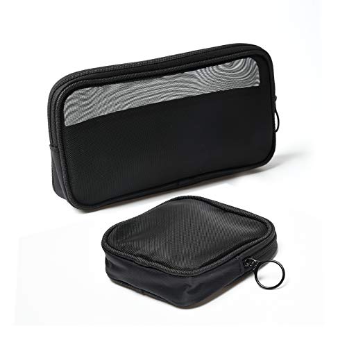 Patu Mesh Travel Toiletry Bag, Transparent Standing Pouch, Portable Shaving Washing Kits Organizer, Personal Care Trip Case, Pack of 2 Sizes (S/M), Black