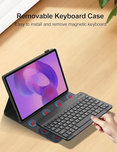Image of HOM Tri-Fold Wireless Bluetooth Keyboard with Detachable Tablet Case Cover for Lenovo Idea Tab 11-inch Tablet - Black