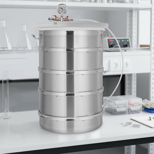FASDRESS Vacuum Chamber with Clear Lid for Essential Oils Stabilizing Wood Epoxies, 304 Stainless Steel Industrial Vacuum Degassing Barrel, Vacuum Chamber Viewing Window Without Pump-60 * 40cm