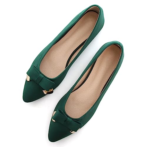 INEELUYI Women's Pointy Toe Bowtie with Metal Ballets Flats Sexy Leopard Non Slip Ballerina Flat Shoes for Wedding Party